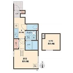 JR山手線 高田馬場駅 徒歩6分の賃貸アパート 1階1Kの間取り
