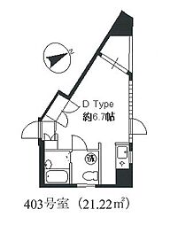 東京メトロ東西線 早稲田駅 徒歩4分の賃貸マンション 3階ワンルームの間取り