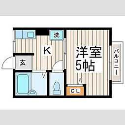 都営大江戸線 落合南長崎駅 徒歩10分の賃貸アパート 2階1Kの間取り
