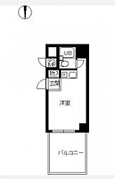 東京メトロ千代田線 代々木公園駅 徒歩7分の賃貸マンション 4階ワンルームの間取り