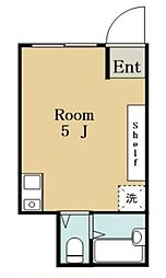 JR山手線 目黒駅 徒歩10分の賃貸アパート 1階ワンルームの間取り