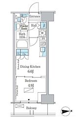 JR総武線 大久保駅 徒歩6分の賃貸マンション 3階1DKの間取り