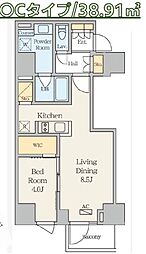 東京メトロ副都心線 渋谷駅 徒歩8分の賃貸マンション 12階1LDKの間取り