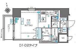 都営大江戸線 東新宿駅 徒歩1分の賃貸マンション 13階ワンルームの間取り