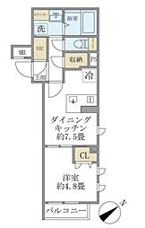 東京メトロ東西線 早稲田駅 徒歩7分の賃貸マンション 4階1LDKの間取り