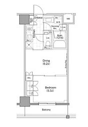 東京メトロ東西線 早稲田駅 徒歩2分の賃貸マンション 8階1DKの間取り