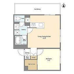 JR山手線 恵比寿駅 徒歩12分の賃貸マンション 3階1LDKの間取り