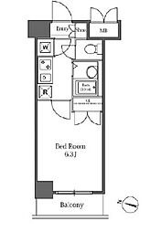 JR山手線 恵比寿駅 徒歩8分の賃貸マンション 5階1Kの間取り