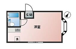 JR山手線 高田馬場駅 徒歩6分の賃貸マンション 1階ワンルームの間取り