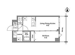 西武新宿線 西武新宿駅 徒歩3分の賃貸マンション 4階1LDKの間取り
