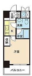 都営大江戸線 東新宿駅 徒歩8分の賃貸マンション 4階1Kの間取り