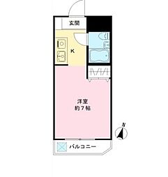 東急東横線 代官山駅 徒歩9分の賃貸マンション 1階ワンルームの間取り