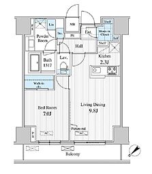 東京メトロ東西線 落合駅 徒歩8分の賃貸マンション 9階1LDKの間取り