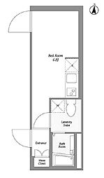 東急東横線 都立大学駅 徒歩5分の賃貸マンション 地下1階ワンルームの間取り