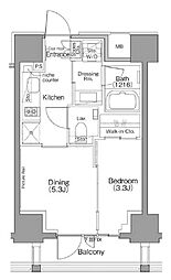 東京メトロ千代田線 表参道駅 徒歩11分の賃貸マンション 4階1DKの間取り