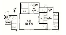 都営大江戸線 中井駅 徒歩5分の賃貸アパート 1階1Kの間取り