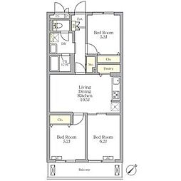 西武新宿線 下落合駅 徒歩7分の賃貸マンション 3階3LDKの間取り