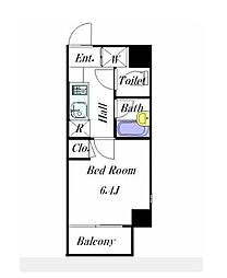 都営大江戸線 若松河田駅 徒歩4分の賃貸マンション 4階1Kの間取り