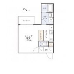 小田急小田原線 南新宿駅 徒歩6分の賃貸マンション 2階ワンルームの間取り