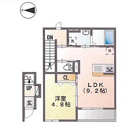 都営大江戸線 中井駅 徒歩6分の賃貸アパート 2階1LDKの間取り