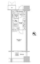 京王井の頭線 神泉駅 徒歩5分の賃貸マンション 6階1Kの間取り