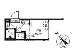 都営大江戸線 中井駅 徒歩2分の賃貸マンション 2階ワンルームの間取り