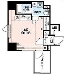 都営大江戸線 東新宿駅 徒歩7分の賃貸マンション 5階ワンルームの間取り