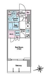 東京メトロ副都心線 東新宿駅 徒歩1分の賃貸マンション 9階1Kの間取り