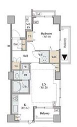 東京メトロ半蔵門線 表参道駅 徒歩15分の賃貸マンション 2階1LDKの間取り
