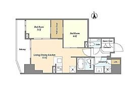 OrchidResidence渋谷富ヶ谷 2LDKの間取図画像