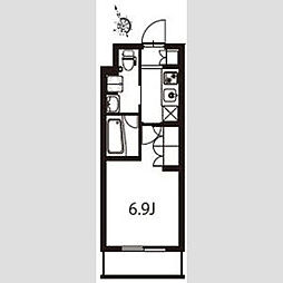 ASYLCOURT東大井 1Kの間取図画像