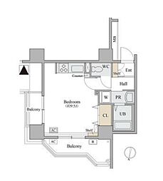 京王井の頭線 神泉駅 徒歩4分の賃貸マンション 6階ワンルームの間取り