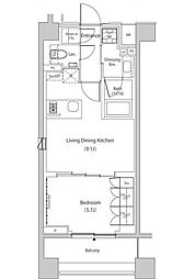 ザ・パークハビオ目黒プレイス 1LDKの間取図画像