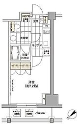 パークハビオ渋谷 1Kの間取図画像