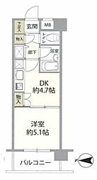 シティスクエア恵比寿 1DKの間取図画像