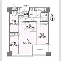 白金ザ・スカイ東棟 3LDKの間取図画像