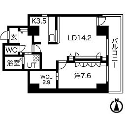 シティコート目黒2号棟 1LDKの間取図画像