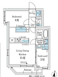 primeBliss中野富士見町2 2LDKの間取図画像