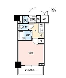 レジディア広尾2 1Kの間取図画像
