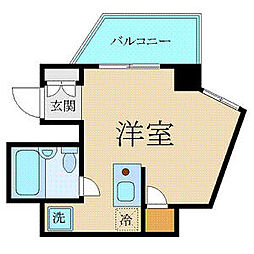 都営大江戸線 若松河田駅 徒歩4分の賃貸マンション 4階1Kの間取り