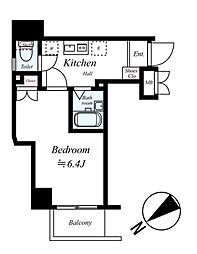 東京メトロ東西線 早稲田駅 徒歩2分の賃貸マンション 1階1Kの間取り