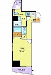 都営大江戸線 若松河田駅 徒歩7分の賃貸マンション 6階1Kの間取り