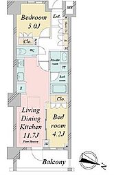 東京メトロ東西線 早稲田駅 徒歩6分の賃貸マンション 7階2LDKの間取り