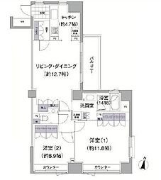 JR山手線 目黒駅 徒歩6分の賃貸マンション 4階2LDKの間取り