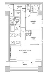 目黒区下目黒1丁目マンション 2LDKの間取図画像