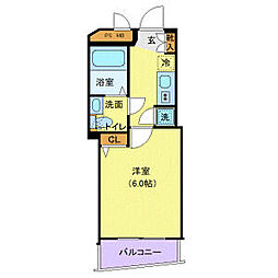 都営大江戸線 東新宿駅 徒歩1分の賃貸マンション 8階1Kの間取り