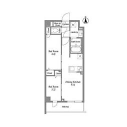 西武新宿線 西武新宿駅 徒歩3分の賃貸マンション 3階2DKの間取り