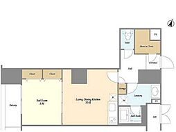 東京メトロ東西線 高田馬場駅 徒歩3分の賃貸マンション 9階1LDKの間取り