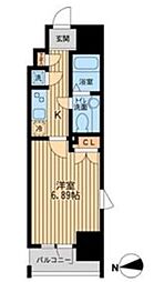 都営大江戸線 東新宿駅 徒歩3分の賃貸マンション 7階1Kの間取り