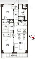 クレール御殿山 2SLDKの間取図画像